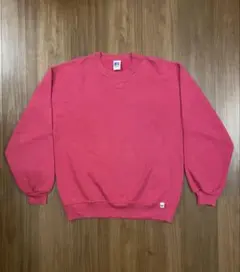 90s Russell ラッセル 前V スウェット 無地 USA製 L ピンク