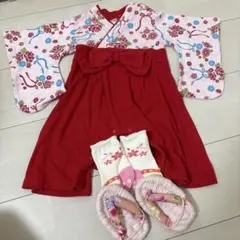 女の子 ベビー袴　ロンパース 70cm 靴下　草履付き　百日祝いお宮参り初節句