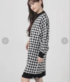 Honeys ハニーズ 柄ニットワンピース 千鳥柄 ハイネック Mサイズ