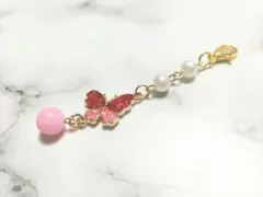 No.1268　蝶モチーフの携帯ストラップ