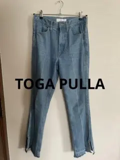TOGA PULLA ブーツカットデニム ライトブルー フリンジ裾