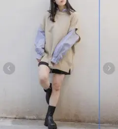 WEGO ウィゴー　カラールーズニットベスト　ベージュM