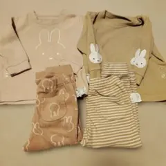 ウサギ刺繍フリースベビーパジャマ　2セット　まとめ売り