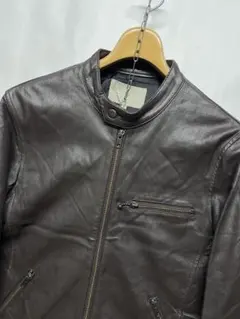 美品 ユナイテッドアローズ 上質ラムレザー シングルライダースジャケット L 茶