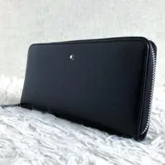 【未使用級】モンブラン　長財布　黒 ラウンドジップ　イタリア製　本革　シボ　星のサムネイル