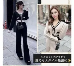 【美品】Rady レディー　バイカラーニットセットアップ　カーデのみ　M