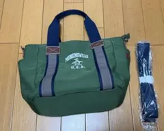 必見！美品 マンシング ラウンドトートバック緑 ストラップ付きのサムネイル