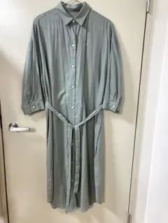 新品　GU カーキ　シャツワンピース　ロングシャツ　Lサイズ