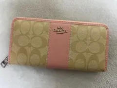 COACH 長財布 ベージュ/ピンク