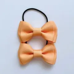 二重リボンのヘアゴム2個セット オレンジ キッズ ベビー シンプル