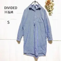 A048.ディバイデッド /ロング丈トップス【S】青.白ストライプ/爽やか