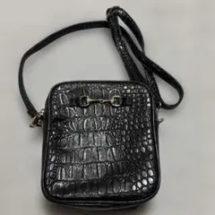 ブラック クロコダイル風 ショルダーバッグ