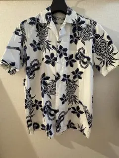【Made in Hawaii】アロハシャツ白 ウクレレ パイナップル柄のサムネイル