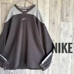 オールド　NIKE ナイキ　白タグ　Vネック　トレーナー　90s 切替　トップス