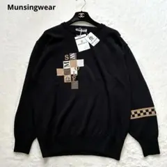 新品 マンシングウェア 刺繍デザインニット 黒 L