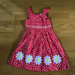 赤ドットノースリーブワンピース　キッズ