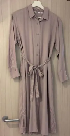 ユニクロ ベルテッドロングシャツワンピース