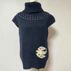 OLIVE des OLIVE 2 ウール混 ネイビー ノースリーブ セーター
