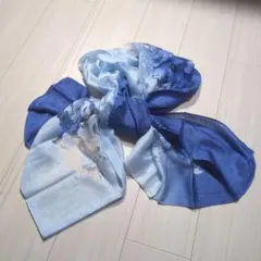 シルクスカーフ 青・水色 グラデーション タイ製