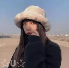 バケットハット バケハ 帽子 ファー フェイクファー ベージュ 人気 調整紐付き