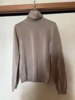 ユニクロ★レディース長袖メリノウールタートルネック セーター ★ベージュS