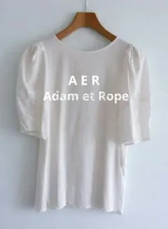 【Adam et Rope】パフスリーブバックボタンブラウス リネン 五分袖