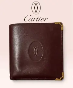 Cartier カルティエ マストライン 二つ折り財布 ボルドー ゴールド金具