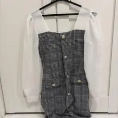 GRAZIA チェック柄ミニワンピース 長袖