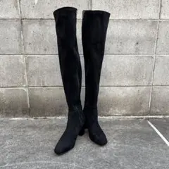 レディース　ブーツ　黒　サイドファスナー　スウェード調