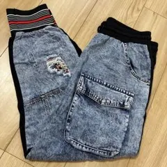 ジョガーパンツ デザインデニム　スパンコール