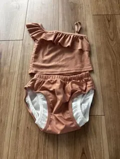 オレンジベージュ　ベビー水着 セット