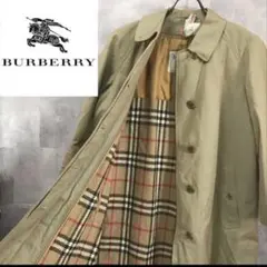 【定番人気◎】　バーバリー　ステンカラーコート　ライナー付き　ノバチェック