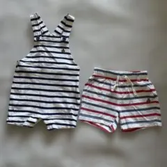 baby GAP ストライプオーバーオール＆ショートパンツセット 12-18