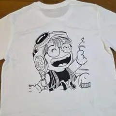アニメ キャラクター プリント Tシャツ ホワイト プラスサイズ　アラレちゃん