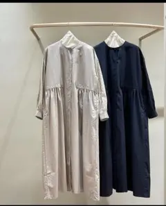 雨のリュウグウ　ワンピース“波の鼓“ ベージュブラウン　Tandey