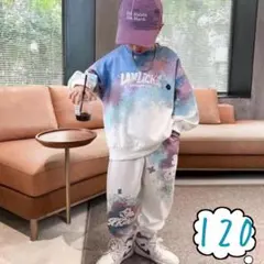 セットアップスウェット男の子120 上下セット　ブルー　薄手トレーナー+パンツ