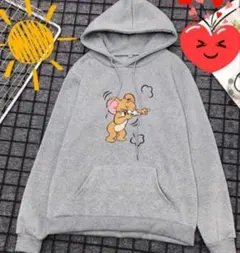 ペアでも可愛い❤️トムとジェリーTOM&JERRY パーカー グレーサイズM