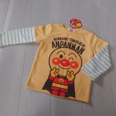 100㎝ 未使用 アンパンマン ビックフェイス 重ね着風 裏毛トレーナー