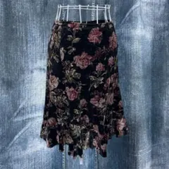 バラ ベロア フレア スカート フェアリーグランジ y2k レトロ