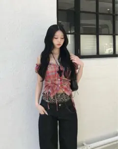 【新品】y2k フェアリーグランジ　チェックトップス　emmy