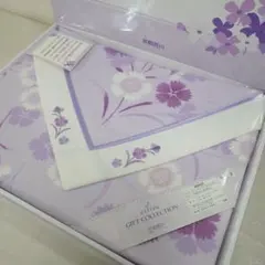 京都西川 atfive 綿混毛布 なでしこ紫 140×200cm 花刺繍