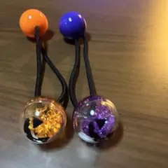 ハロウィン　ビーズ付きヘアゴム 2個セット