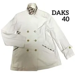 美品 DAKS とろみ チェック スプリング 春ジャケット ダブルブレストコート