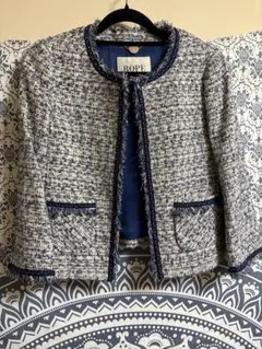 ROPE ツイードノーカラージャケット　Sサイズ