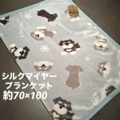 ★新品★ ミニチュアシュナウザー　シルクマイヤー　ふわふわ　ブランケット　ブルー