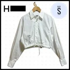 H BEAUTY&YOUTH 長袖 コットン クロップド ギャザー シャツ S