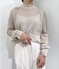TODAYFUL トゥデイフル クリーム色 シースルー ニット ステッチ