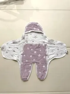 フード付きおくるみ 星柄 パープル