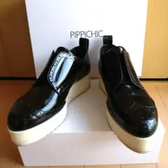 PIPPI CHIC ピッピシック★黒エナメル厚底シューズ 36 1/2