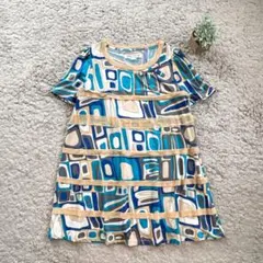 【Super Beauty】プッチ柄 パイピング半袖チュニック カットソー 42